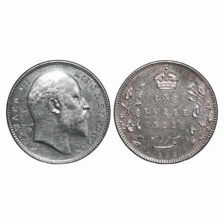 Edward VII, Silver, Rupee, 1905, Bombay Mint, 'B' incused and dot, Top stroke of numeral 5