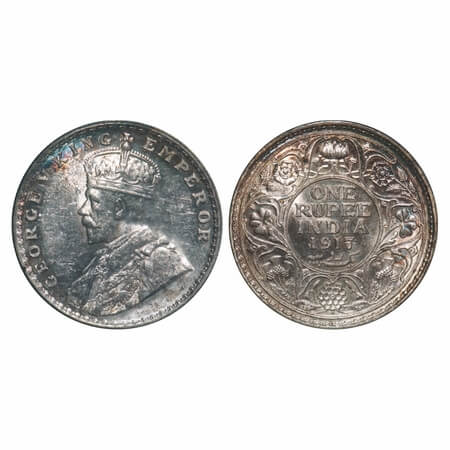 George V, Silver, Rupee, 1917, Bombay Mint, Dot, Elephant-type. F. Prid 223. GK 1036. Unci