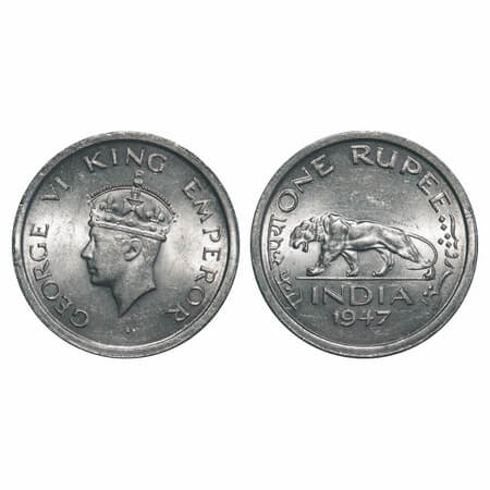 George VI, Nickel, Rupee, 1947, Lahore Mint, E/IV, No mint mark, Security edge. F. Prid 86