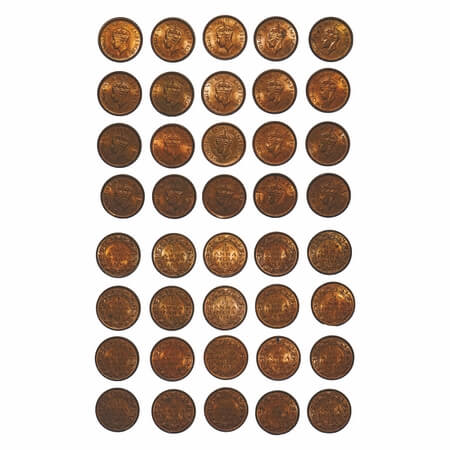 George VI, Bronze, 1/12 Anna, 1941, (20 coins), Bombay Mint, Head Type II, Dot. F. Prid 86