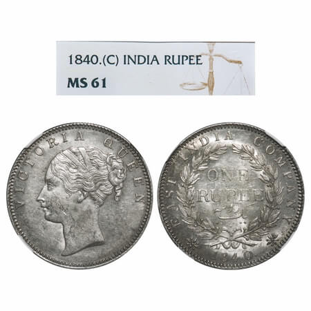 Victoria Queen, Silver, Rupee, 1840, CL, Bombay Mint, A/I(i), English Head, Fuller face, S