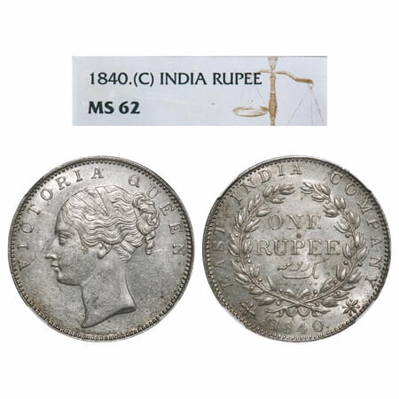 Victoria Queen, Silver, Rupee, 1840, CL, Bombay Mint, A/IV, English Head, Fuller face, Sho