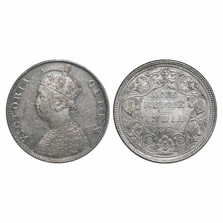 Victoria Queen, Silver, Rupee, 1862, Madras Mint, B/II. F. Prid Unlisted. GK 265. Almost U