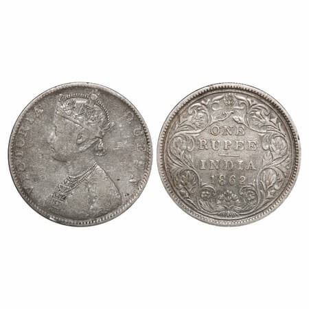Victoria Queen, Silver, Rupee, 1862, Bombay Mint, D/II. F. Prid 59. GK 276. Very Fine+. Ve