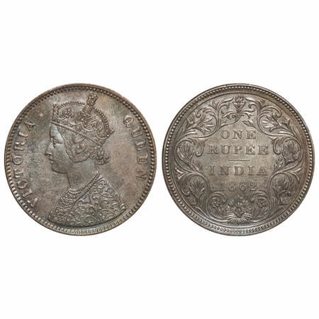 Victoria Queen, Silver, Rupee, 1862, Bombay Mint, A/II/0/5, Complete 'D' in India, w/o ini