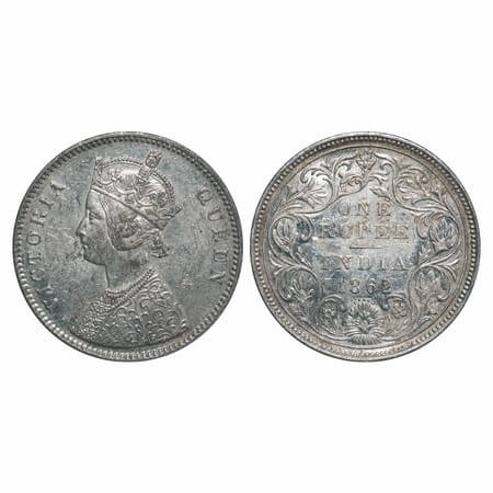 Victoria Queen, Silver, Rupee, 1862, Bombay Mint, A/II/0/5,Broken 'D' in India, w/o initia