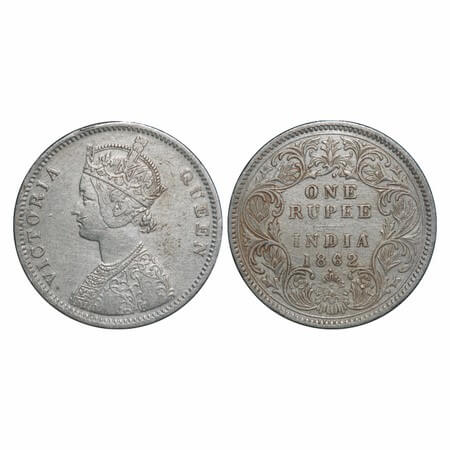 Victoria Queen, Silver, Rupee, 1862, Bombay Mint, A/I/1/1, With initial 'J'. F. Prid 98. G