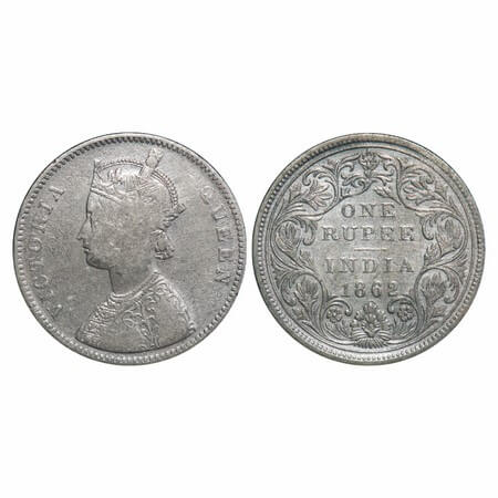 Victoria Queen, Silver, Rupee, 1862, Bombay Mint, A/II/0/12, w/o initial 'J', There are 2 