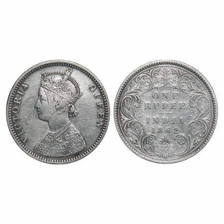 Victoria Queen, Silver, Rupee, 1862, Bombay Mint, C/I/1/2. F. Prid 104. GK 359. Very Fine.