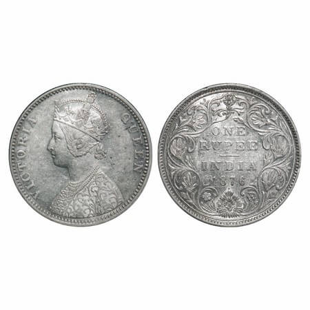 Victoria Queen, Silver, Rupee, 1876, Bombay Mint, A2/II, Dot. F. Prid 147. GK 430. Uncircu