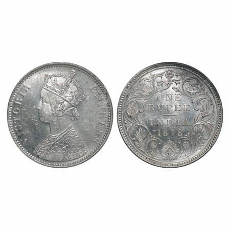 Victoria Empress, Silver, Rupee, 1878, Bombay Mint, A3/II(i), Dot. F. Prid 151. GK 451. Un