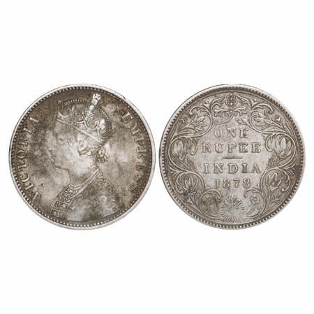 Victoria Empress, Silver, Rupee, 1878, Bombay Mint, A3/II(ii), No dot. F. Prid Unlisted. G