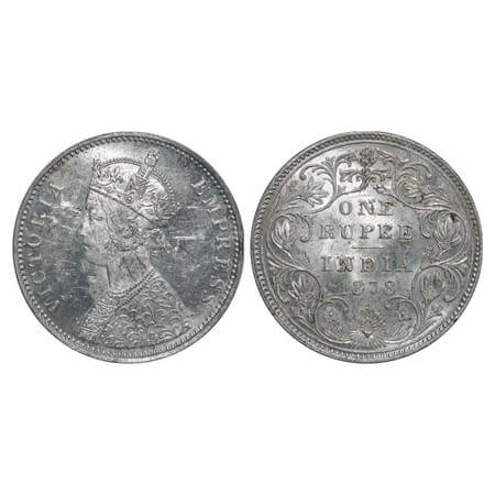 Victoria Empress, Silver, Rupee, 1878, Bombay Mint, A3/II(ii), Dot. F. Prid Unlisted. GK 4