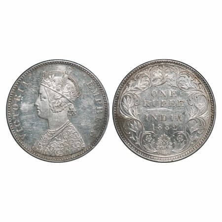 Victoria Empress, Silver, Rupee, 1882, Bombay Mint, A3/I, Dot. F. Prid 160. GK 474. Uncirc