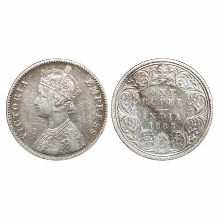 Victoria Empress, Silver, Rupee, 1883, Bombay Mint, A3/I, Dot. F. Prid 161. GK 477. Very F