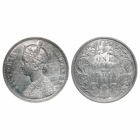Victoria Empress, Silver, Rupee, 1883, Bombay Mint, A3/I, 'B' raised. F. Prid 164. GK 482.