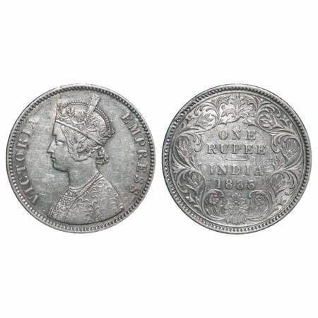Victoria Empress, Silver, Rupee, 1883, Calcutta Mint, A1/I, 'C' incused. F. Prid 122. GK 4