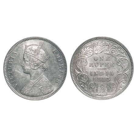 Victoria Empress, Silver, Rupee, 1883, Calcutta Mint, A1/I, 'C' incused. F. Prid 122. GK 4