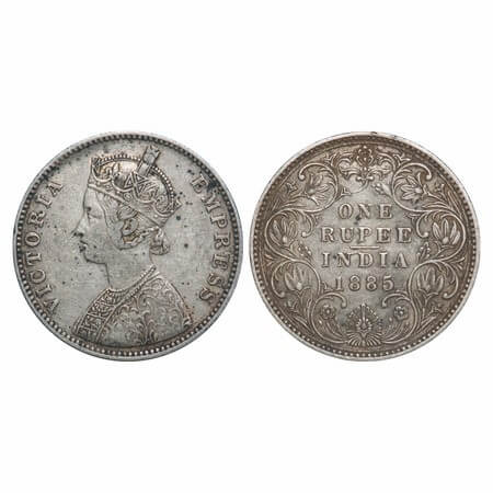 Victoria Empress, Silver, Rupee, 1885, Bombay Mint, A3/II(iv), 'B' incused. F. Prid Unlist