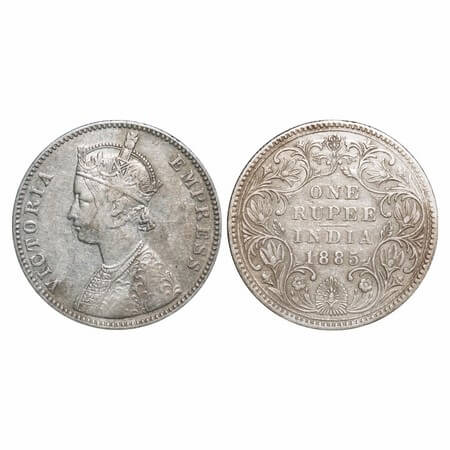 Victoria Empress, Silver, Rupee, 1885, Bombay Mint, A3/II(iv), 'B' raised. F. Prid Unliste