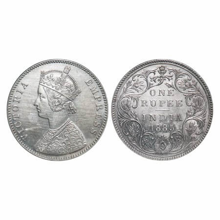Victoria Empress, Silver, Rupee, 1885, Bombay Mint, A3/II(i), 'B' incused, Top stroke of n