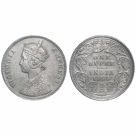 Victoria Empress, Silver, Rupee, 1885, Calcutta Mint, A1/I, 'C' incused, Top stroke of num