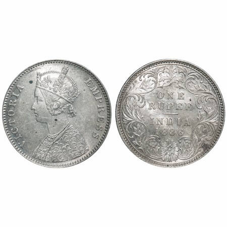 Victoria Empress, Silver, Rupee, 1886, Bombay Mint, A3/I, 'B' incused. F. Prid Unlisted. G