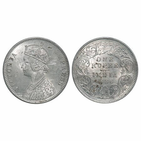 Victoria Empress, Silver, Rupee, 1886, Calcutta Mint, A4/I(i), 'C' incused. F. Prid 126. G