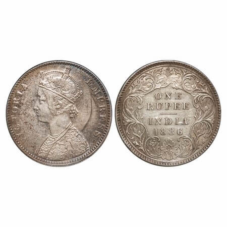 Victoria Empress, Silver, Rupee, 1886, Calcutta Mint, C2(i)/I(i), 'C' incused. F. Prid Unl