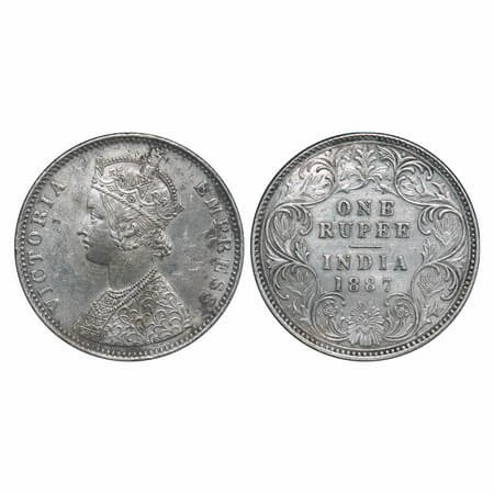 Victoria Empress, Silver, Rupee, 1887, Bombay Mint, C2/I(ii), 'B' incused, Traces of numer