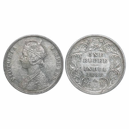 Victoria Empress, Silver, Rupee, 1888, Bombay Mint, C2/I, 'B' raised. F. Prid 174. GK 551.