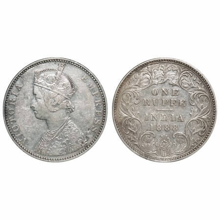 Victoria Empress, Silver, Rupee, 1888, Bombay Mint, C2/I(ii), 'B' incused, 'B' incused inv
