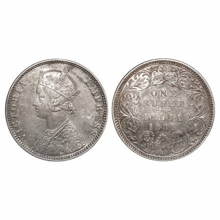 Victoria Empress, Silver, Rupee, 1889, Bombay Mint, C2/I, 'B' incused, Planchet flaw on Re