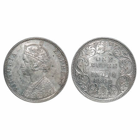 Victoria Empress, Silver, Rupee, 1890, Bombay Mint, C2/I, 'B' incused. F. Prid 178. GK 566