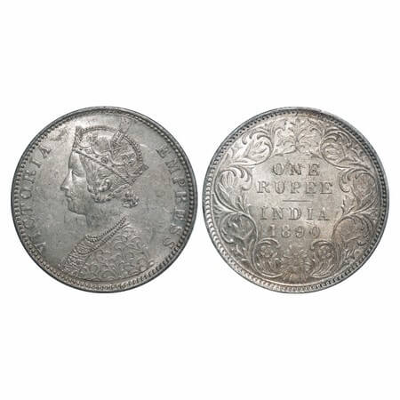 Victoria Empress, Silver, Rupee, 1890, Bombay Mint, C2/I, 'B' incused. F. Prid 178. GK 566