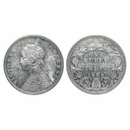 Victoria Empress, Silver, Rupee, 1890, Calcutta Mint, C3/I(i), 'C' incused. F. Prid 131. G