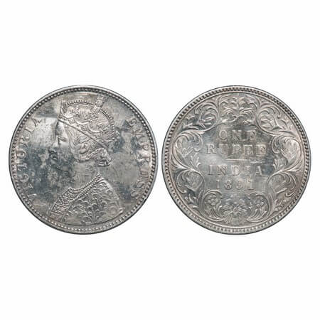 Victoria Empress, Silver, Rupee, 1891, Bombay Mint, C2/I, 'B' incused, Traces of numeral '