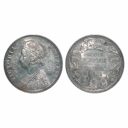 Victoria Empress, Silver, Rupee, 1892, Bombay Mint, C2/I(ii), 'B' raised. F. Prid 180. GK 