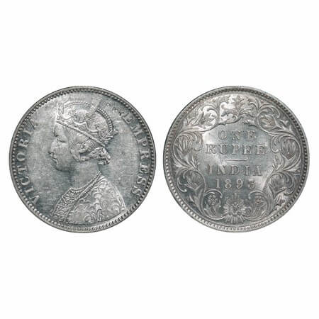 Victoria Empress, Silver, Rupee, 1893, Bombay Mint, C2/I(ii), 'B' incused, Traces of numer