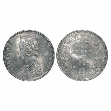 Victoria Empress, Silver, Rupee, 1893, Bombay Mint, C2/I(ii), 'B' incused. F. Prid 182. GK
