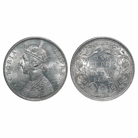 Victoria Empress, Silver, Rupee, 1893, Bombay Mint, C2/I(ii), 'B' incused, Large numeral '