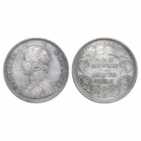 Victoria Empress, Silver, Rupee, 1893, Calcutta Mint, C3/I(i), 'C' incused. F. Prid 134. G