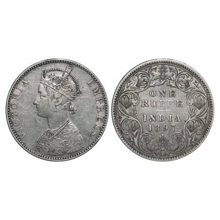 Victoria Empress, Silver, Rupee, 1897, Bombay Mint, C2/I, 'B' incused. F. Prid 183. GK 581