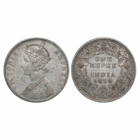 Victoria Empress, Silver, Rupee, 1898, Bombay Mint, C2/I(ii), 'B' incused, Traces of numer