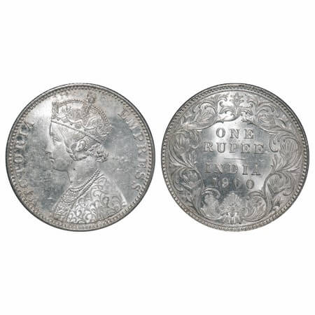 Victoria Empress, Silver, Rupee, 1900, Bombay Mint, C2/I(ii), 'B' incused. F. Prid 186. GK
