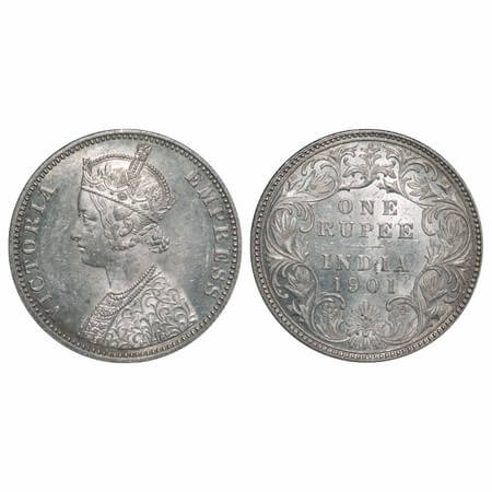 Victoria Empress, Silver, Rupee, 1901, Bombay Mint, C2/I(ii), 'B' incused. F. Prid Unliste