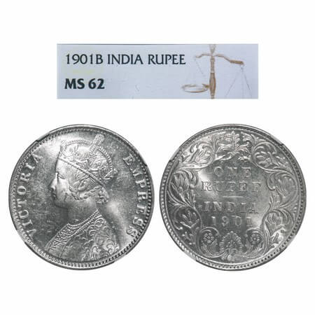 Victoria Empress, Silver, Rupee, 1901, Bombay Mint, C2/I(ii), 'B' incused. F. Prid Unliste