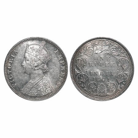 Victoria Empress, Silver, Rupee, 1901, Bombay Mint, C2(ii)/I, 'B' incused. F. Prid Unliste