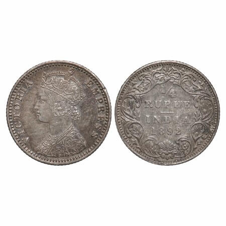 Victoria Empress, Silver, 1/4 Rupee, 1892, Bombay Mint, C(i)/I, 'B' incused. F. Prid 426. 