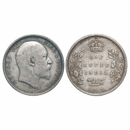 Edward VII, Silver, Rupee, 1903, Calcutta Mint, No mint mark, Error 3 Diamonds in Urdu ins